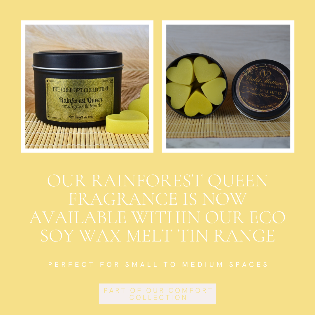 Rainforest Queen: Lemongrass & Myrtle - Eco Soy Wax Melt Tin