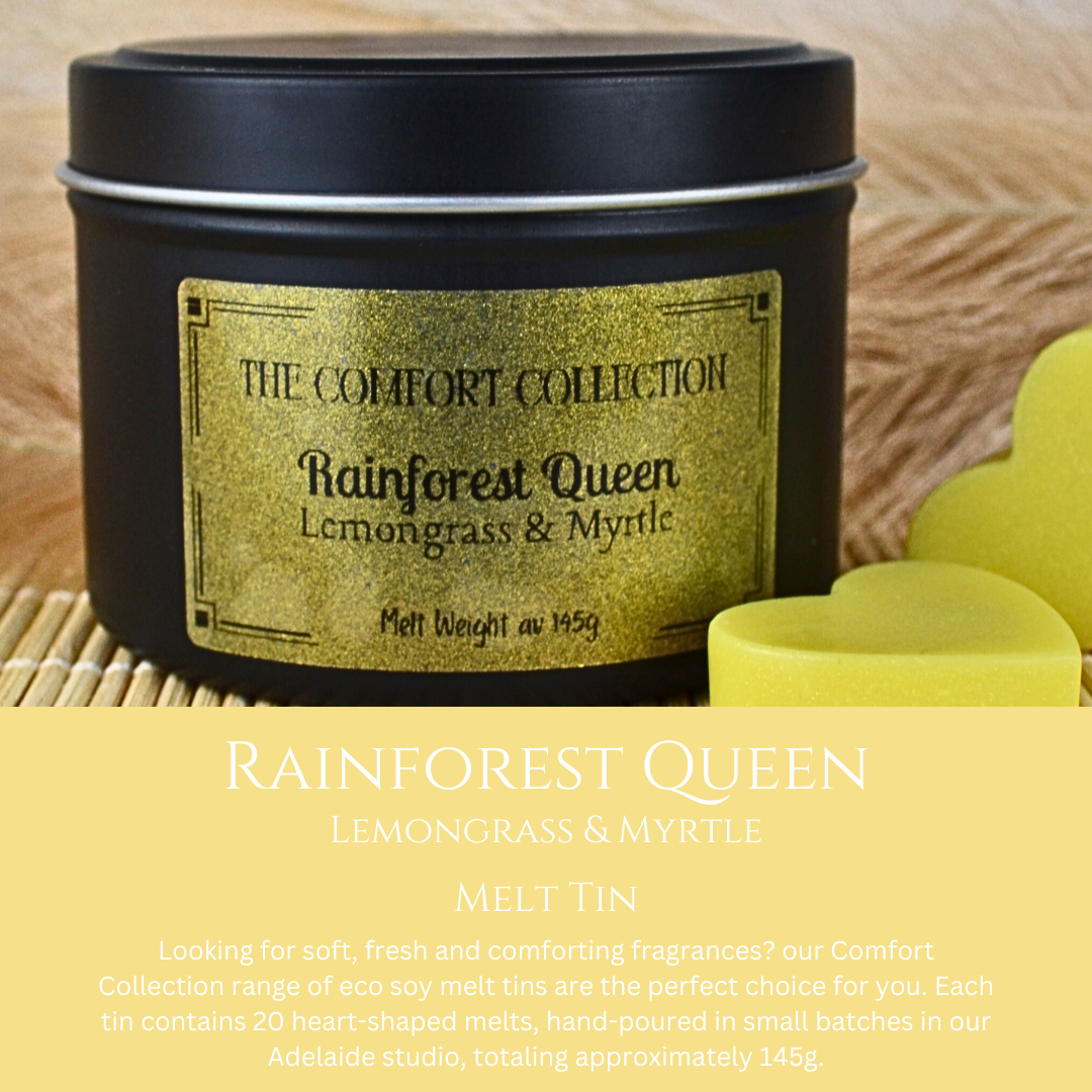 Rainforest Queen: Lemongrass & Myrtle - Eco Soy Wax Melt Tin