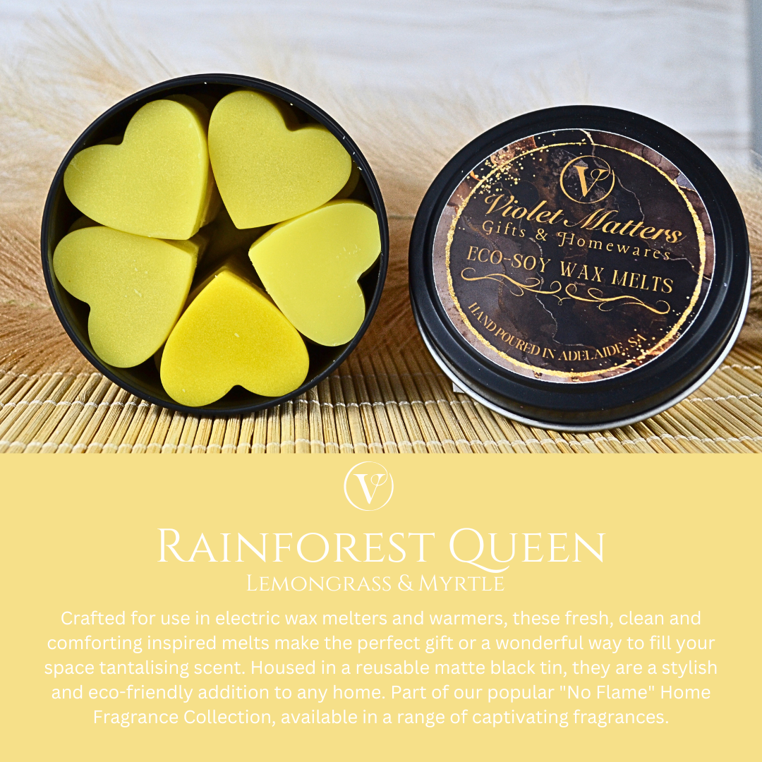 Rainforest Queen: Lemongrass & Myrtle - Eco Soy Wax Melt Tin