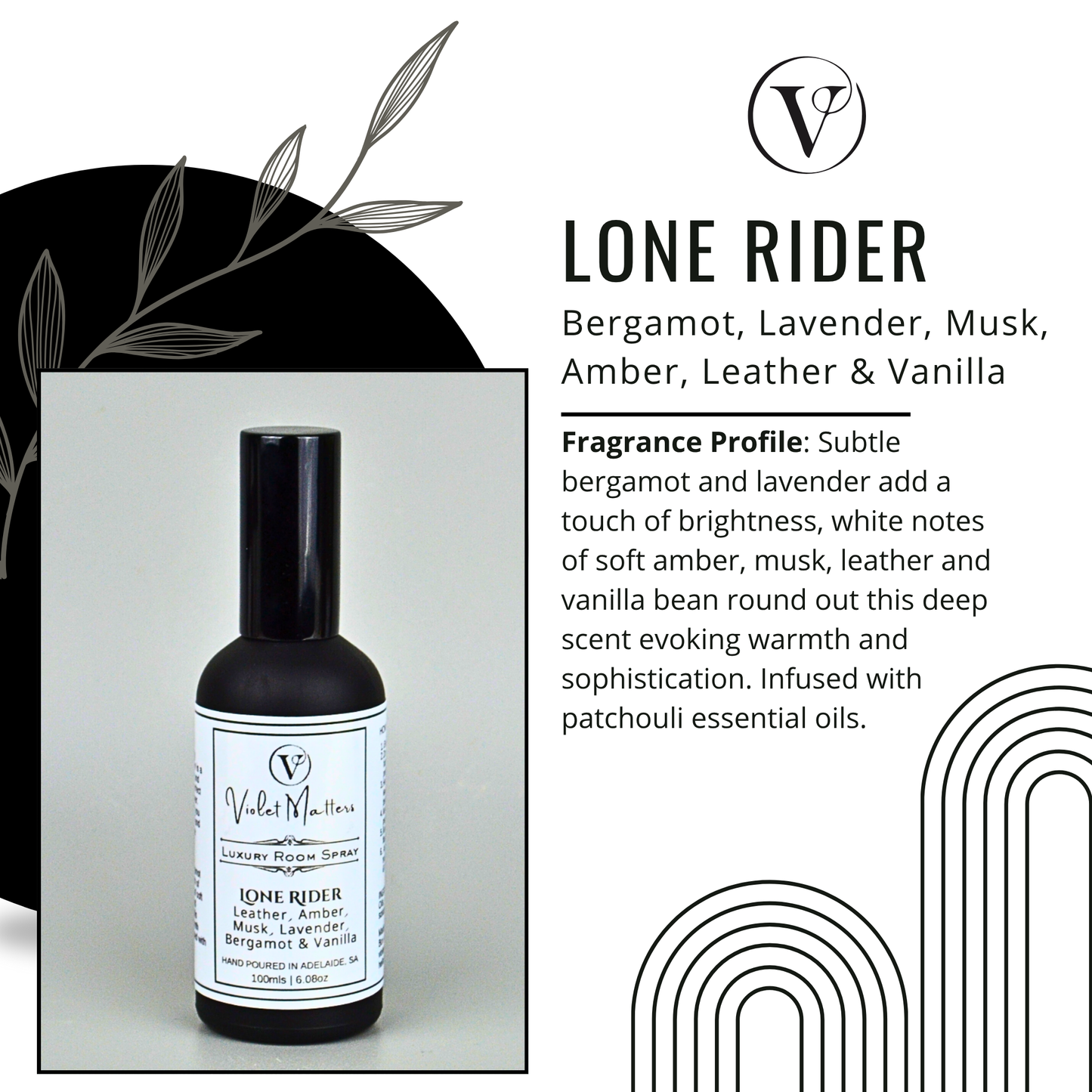 Lone Rider: Bergamot, Leather, Musk, Amber, Lavender and Vanilla - 100ml Room Spray