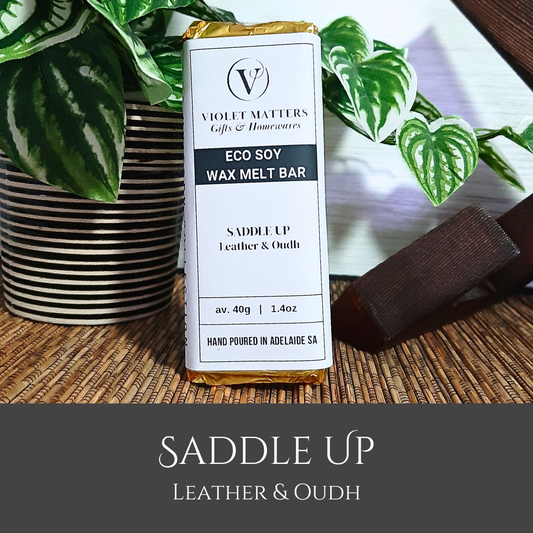 Saddle Up: Leather & Oudh - Eco Soy Wax Melt Bar