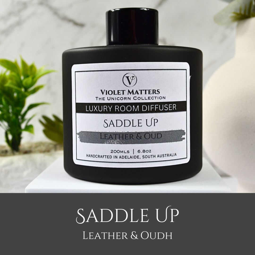 Saddle Diffuser Saddle Up: Leather & Oudh - 200ml Room Diffuser – Violet Matters