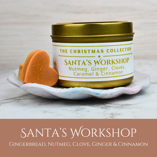 Santa's Workshop: Gingerbread, Nutmeg, Ginger, Cinnamon & Cloves - Eco Soy Christmas Wax Melt Tin