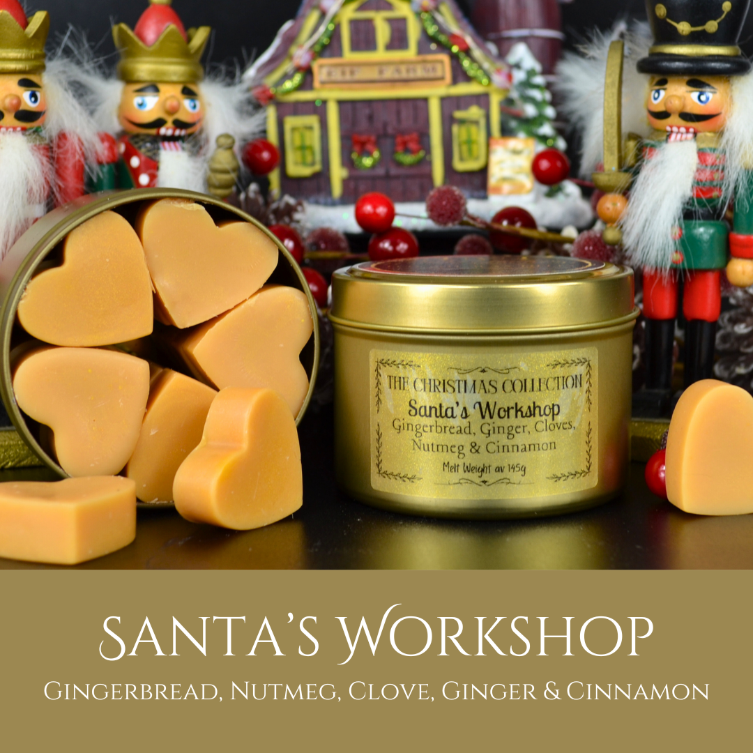 Santa's Workshop: Gingerbread, Nutmeg, Ginger, Cinnamon & Cloves - Eco Soy Christmas Wax Melt Tin