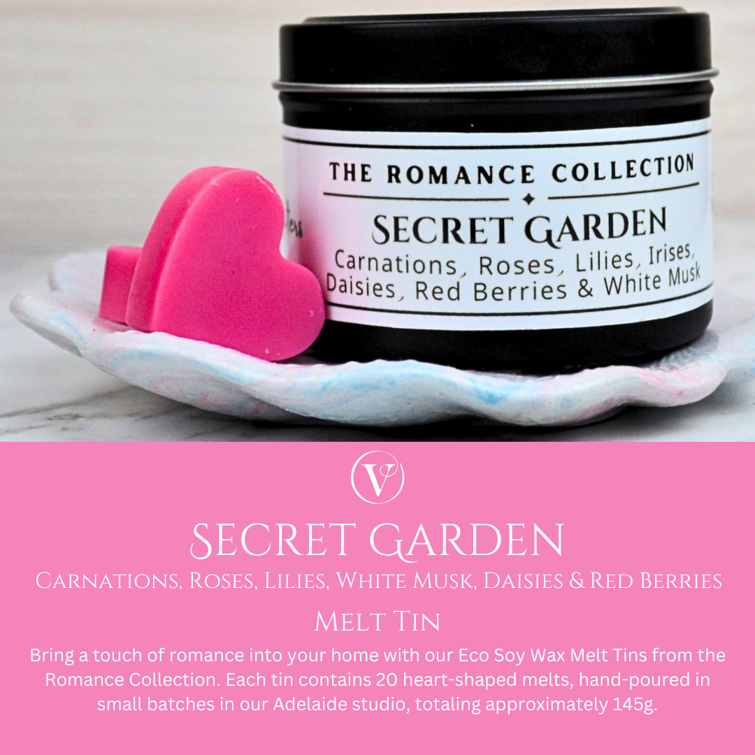 Secret Garden: Carnations, Roses, Lilies, Musk, Daisies & Berries - Eco Soy Wax Melt Tin