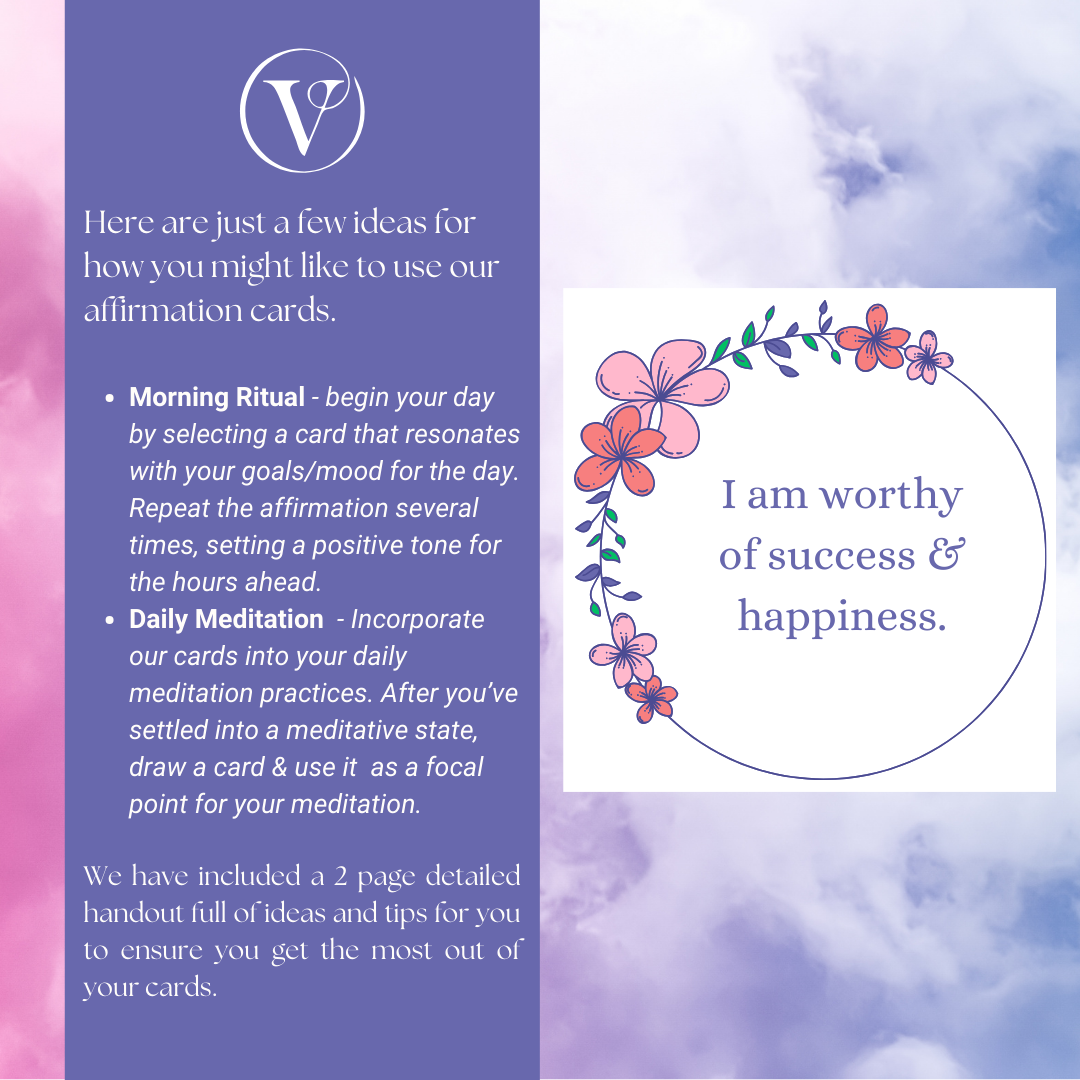 Printable Affirmation Card Set - Digital Download PDF - Self Empowerment & Increasing Self Confidence Cards