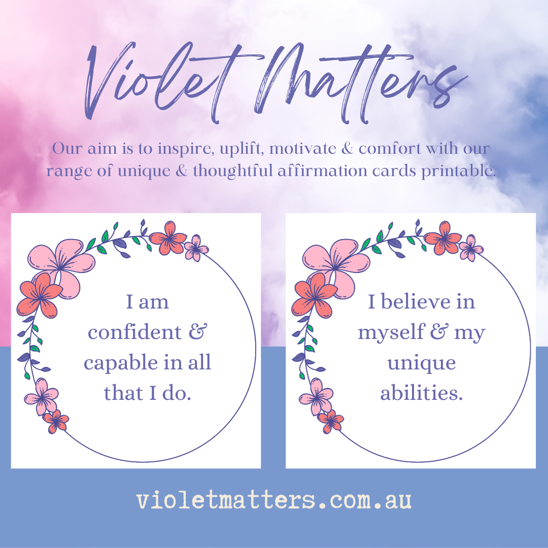 Printable Affirmation Card Set - Digital Download PDF - Self Empowerment & Increasing Self Confidence Cards