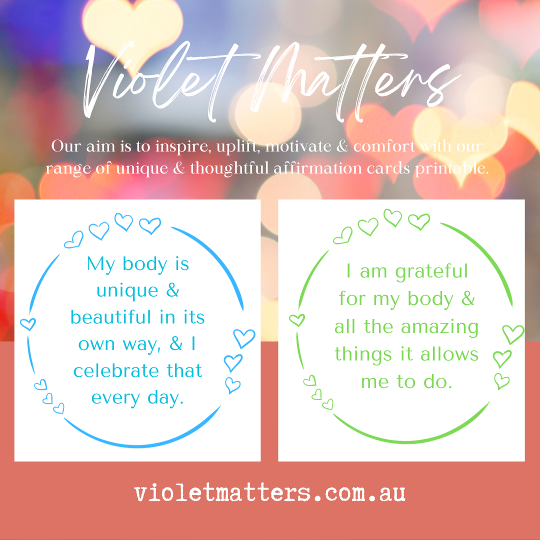 Printable Affirmation Card Set - Digital Download PDF - Self Love & Body Positivity