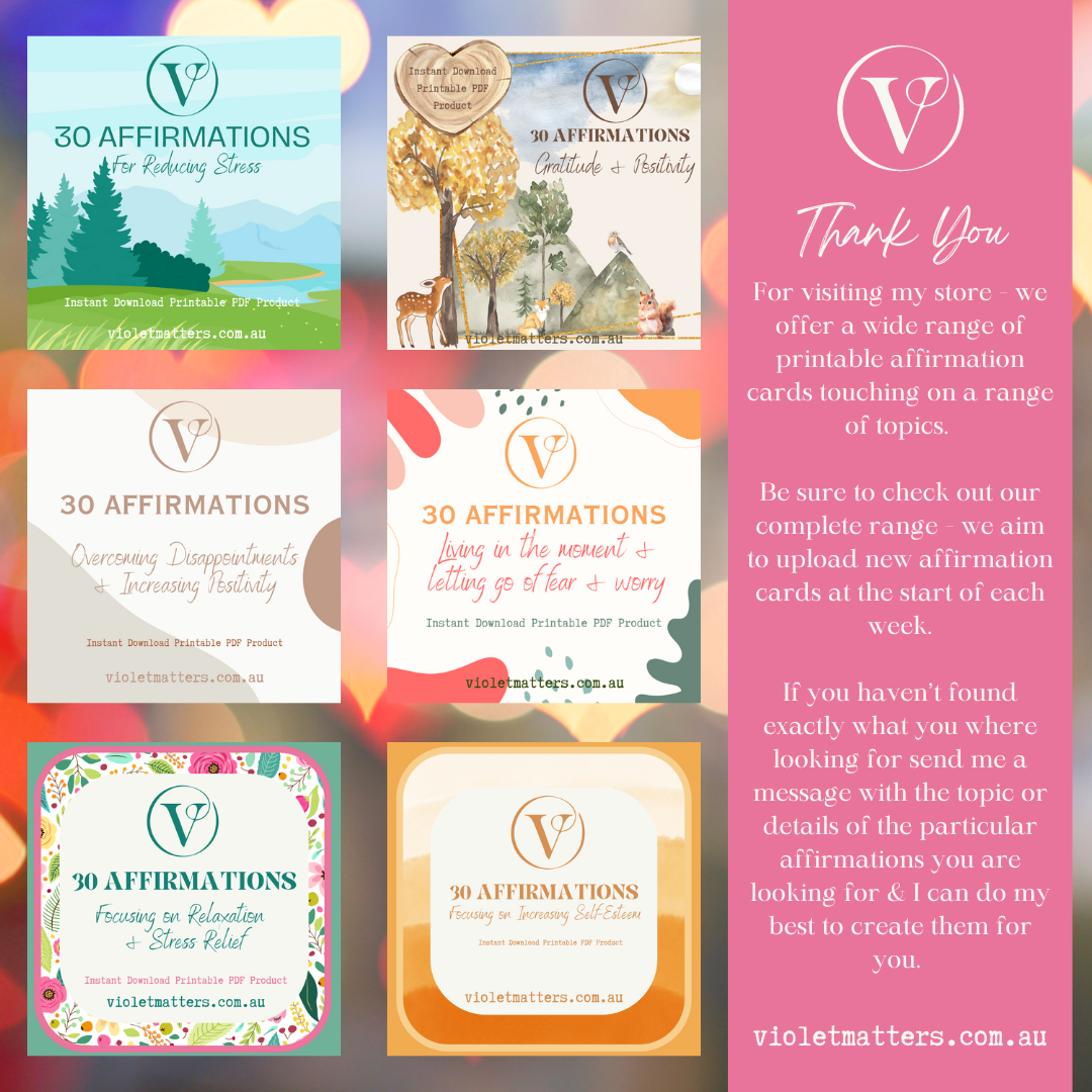 Printable Affirmation Card Set - Digital Download PDF - Self Love & Body Positivity