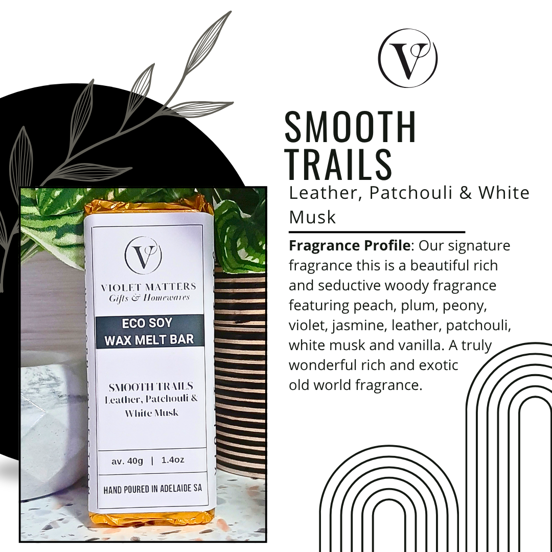 Smooth Trails: Leather, Patchouli & White Musk - Eco Soy Wax Melt Bar