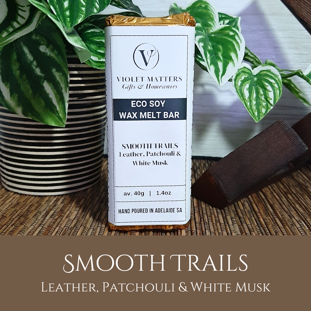 Smooth Trails: Leather, Patchouli & White Musk - Eco Soy Wax Melt Bar