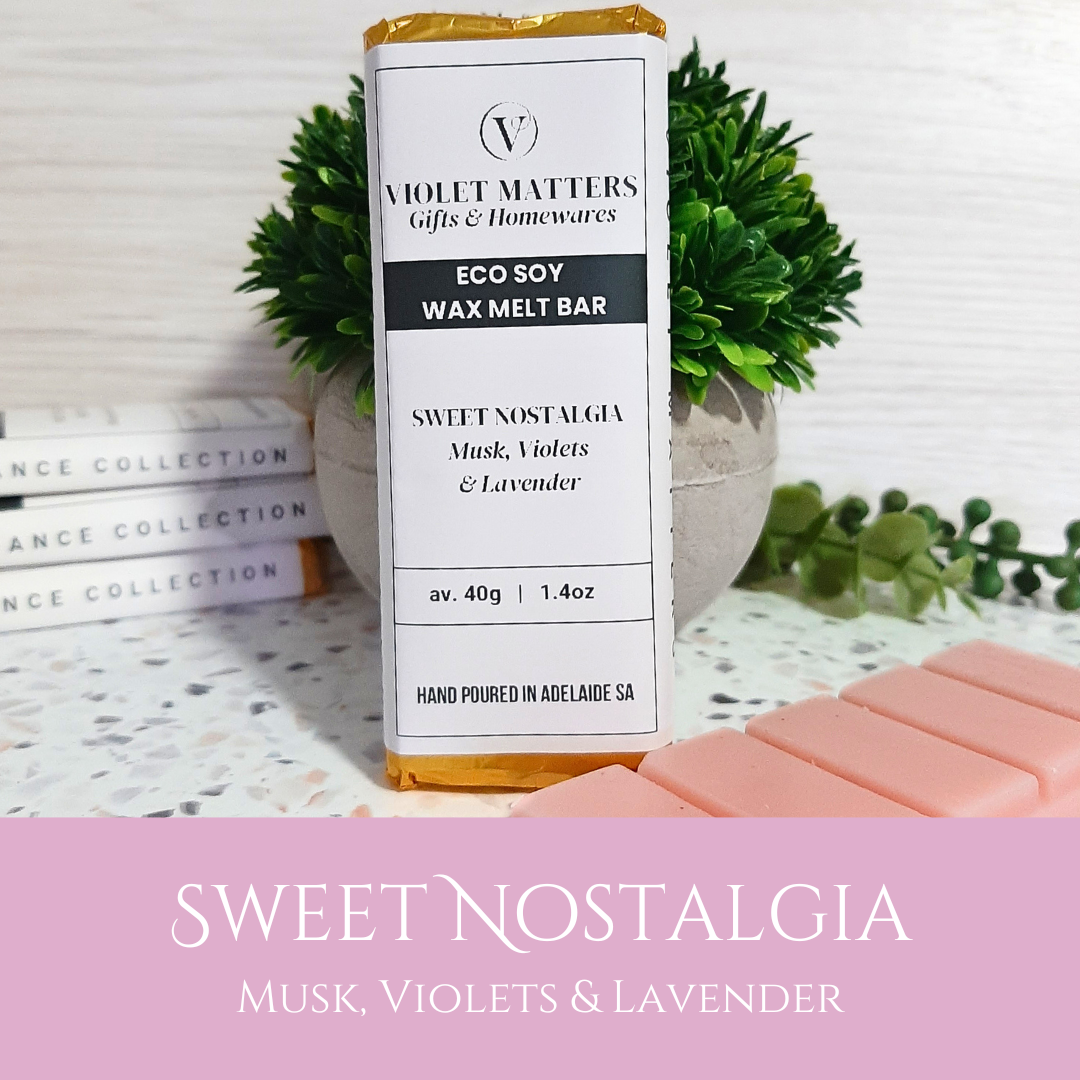 Sweet Nostalga: Musk, Violets & Lavener - Eco Soy Wax Melt Bar