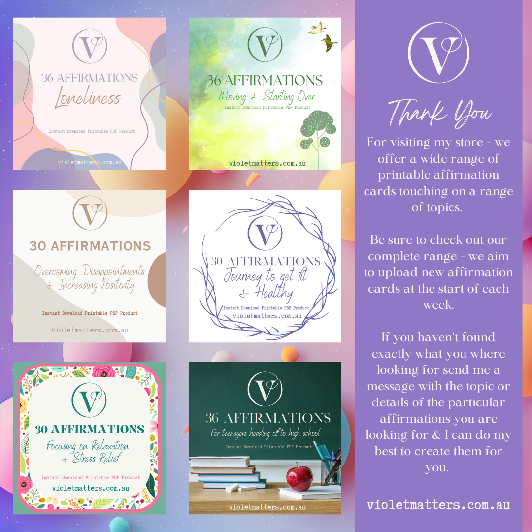 Printable Affirmation Card Set - Digital Download PDF - Young Adults Leaving Home