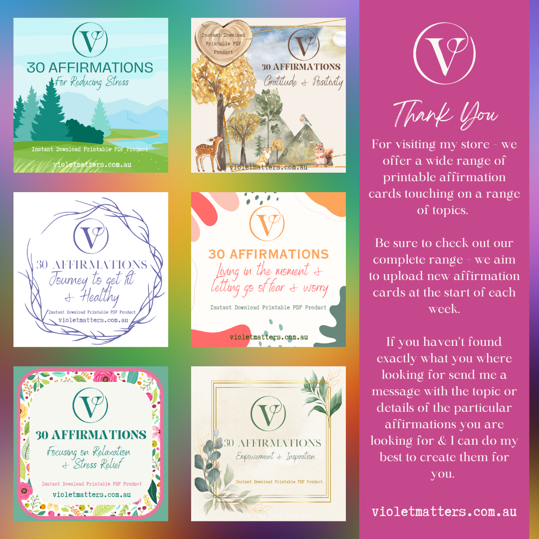 Printable Affirmation Card Set - Digital Download PDF - Weight Loss Journey Inspiration & Motivation