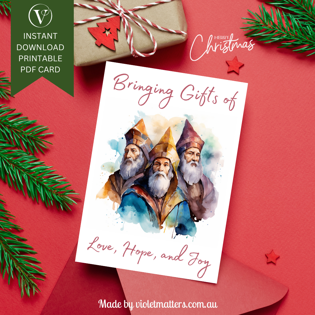 Printable Faith Christmas A5 Card - Three Wisemen