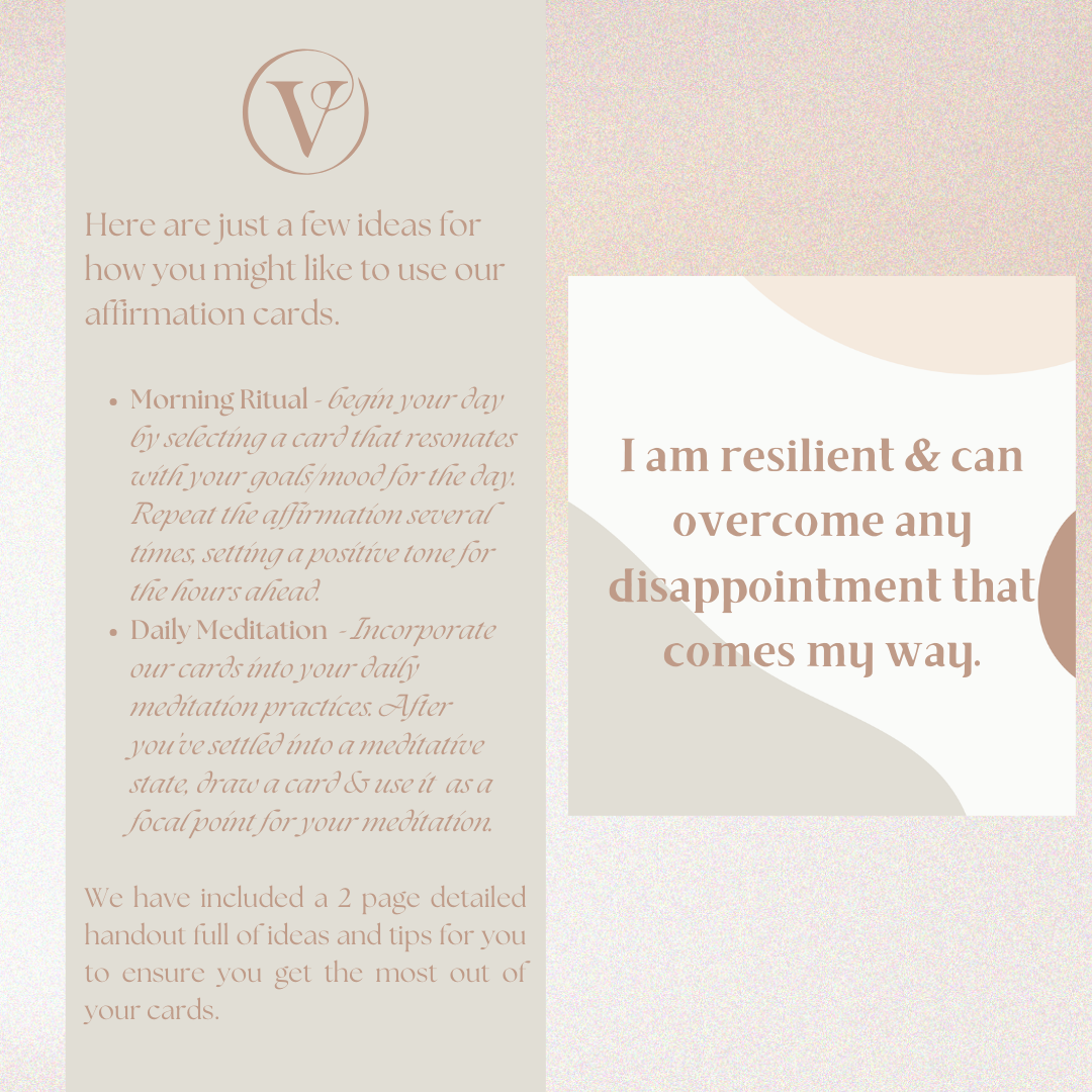 Printable Affirmation Card Set - Digital Download PDF - Overcoming Disappointments & Increasing Positivity