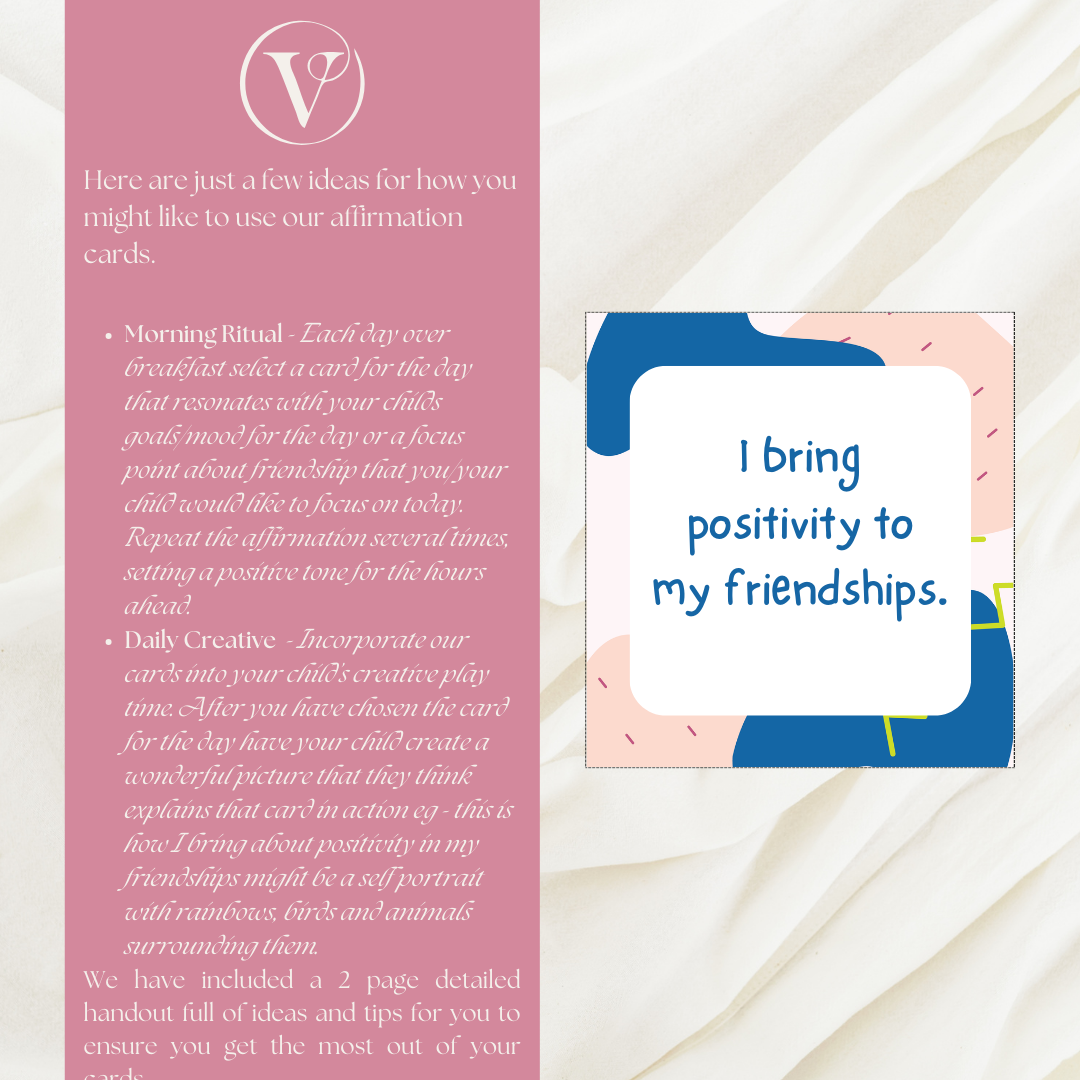 Printable Affirmation Card Set - Digital Download PDF - Friendship Affirmation Cards for Children, Printable Affirmations for Kids