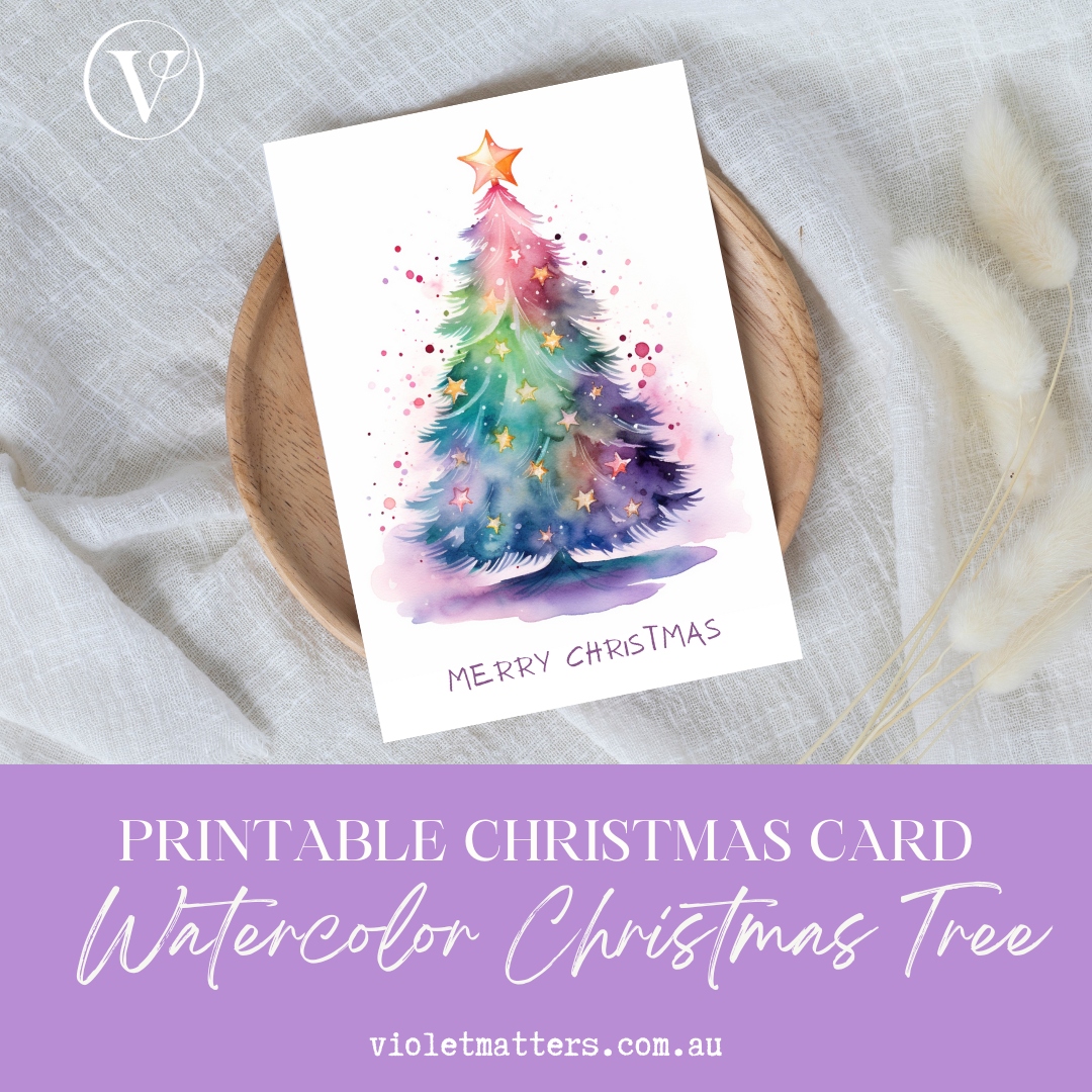 Merry Christmas Watercolor Printable Christmas A5 Card
