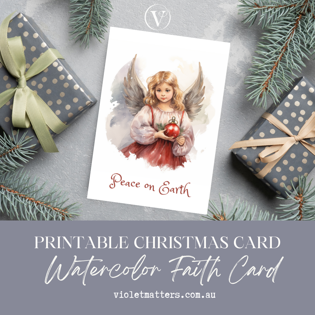 Vintage Style Angel Printable Christmas A5 Card