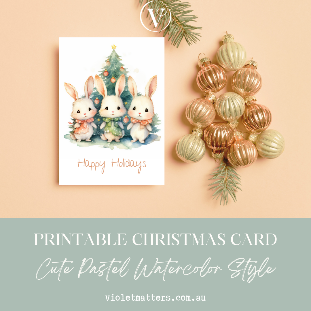Dapper Christmas Bunnies Happy Holidays Printable Christmas A5 Card