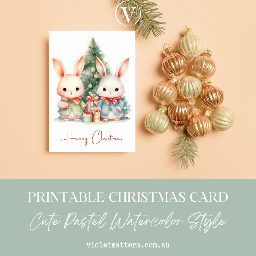 Delightful Bunny Printable Christmas Tree A5 Card