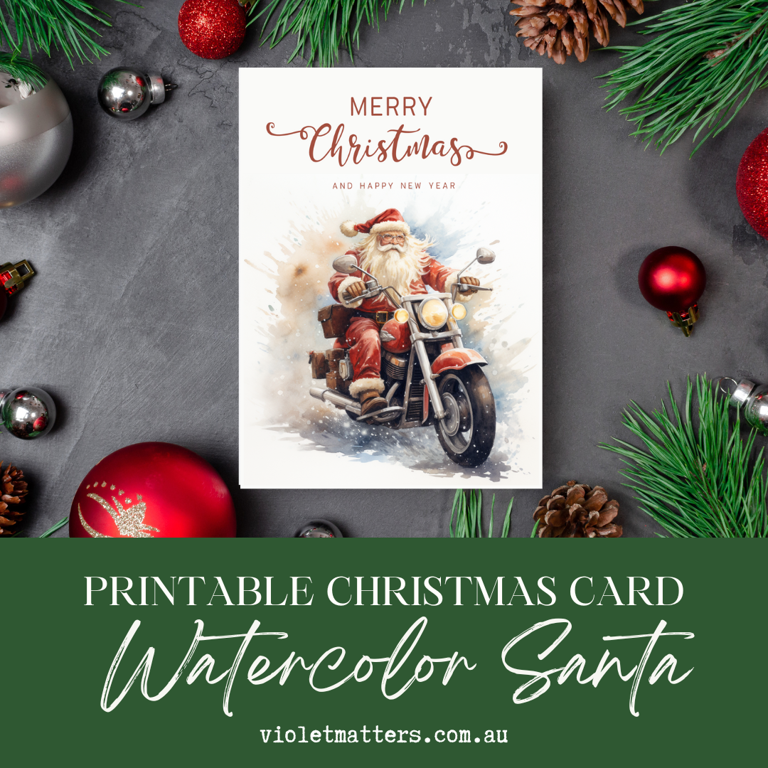 Cool Santa Printable Christmas A5 Card