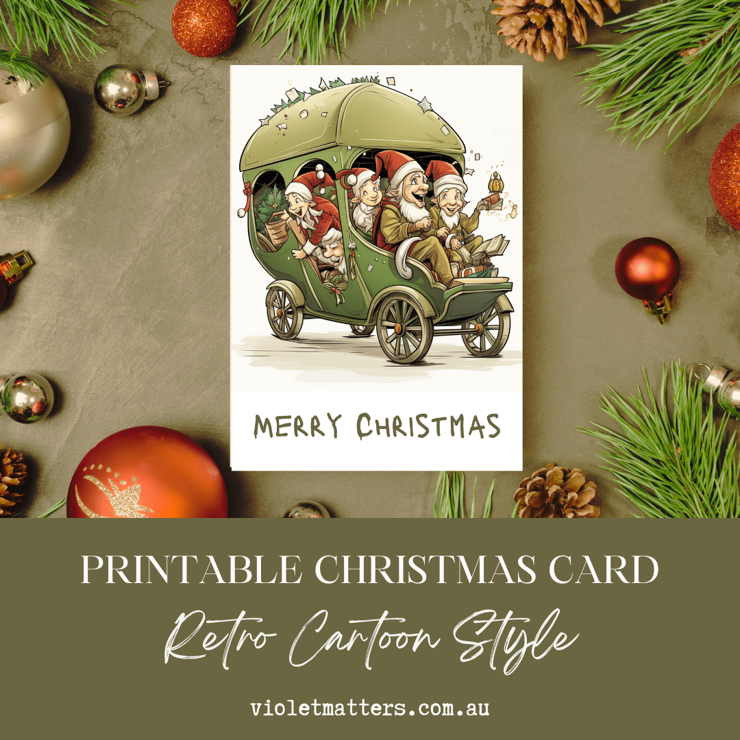 Retro Comic Cartoon Style Printable Christmas A5 Card