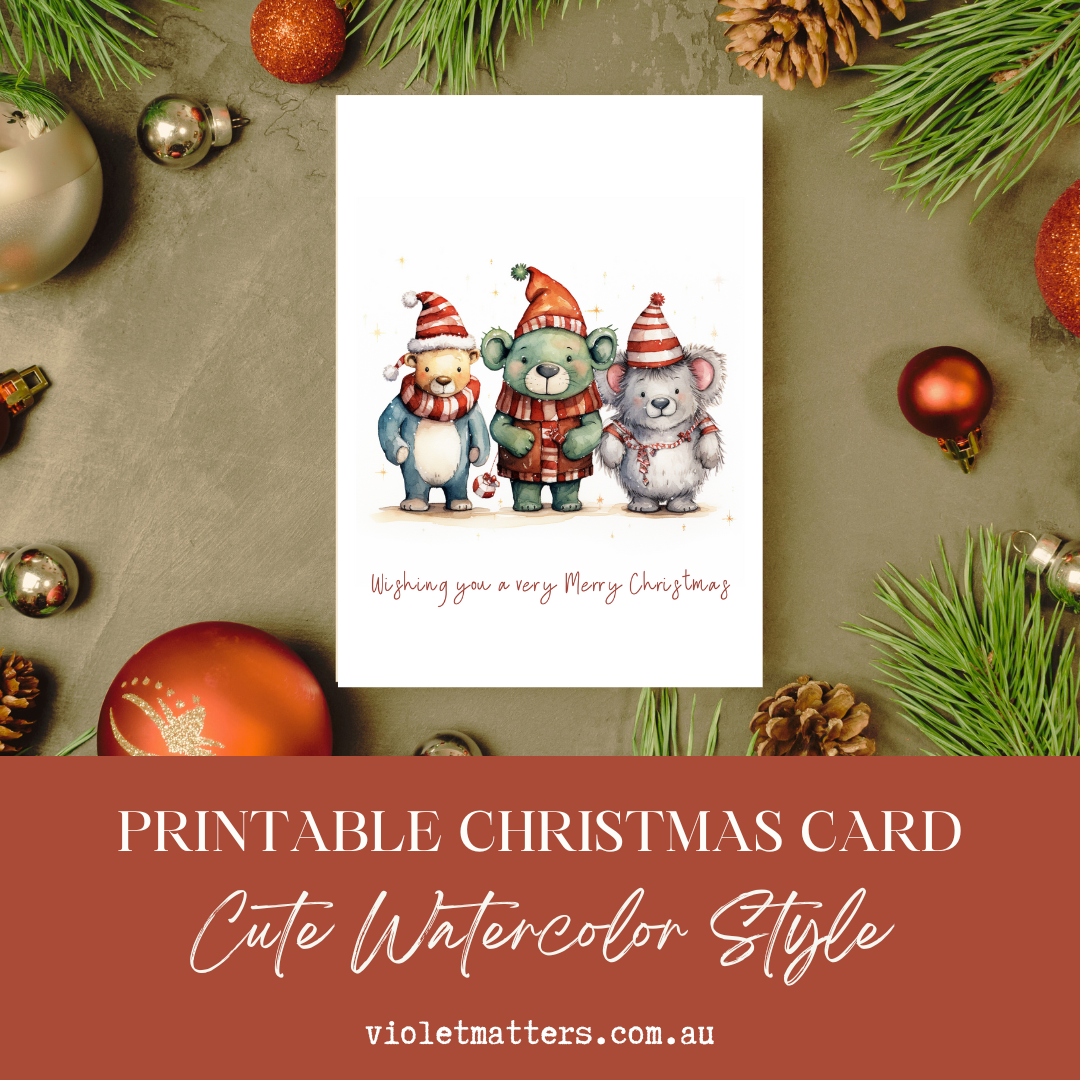 Loveable Baby Animals Printable Christmas A5 Card