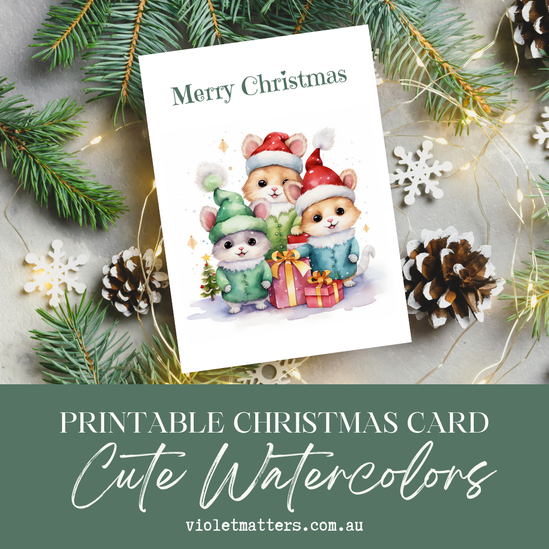 Adorable Printable Squirrel Christmas A5 Card