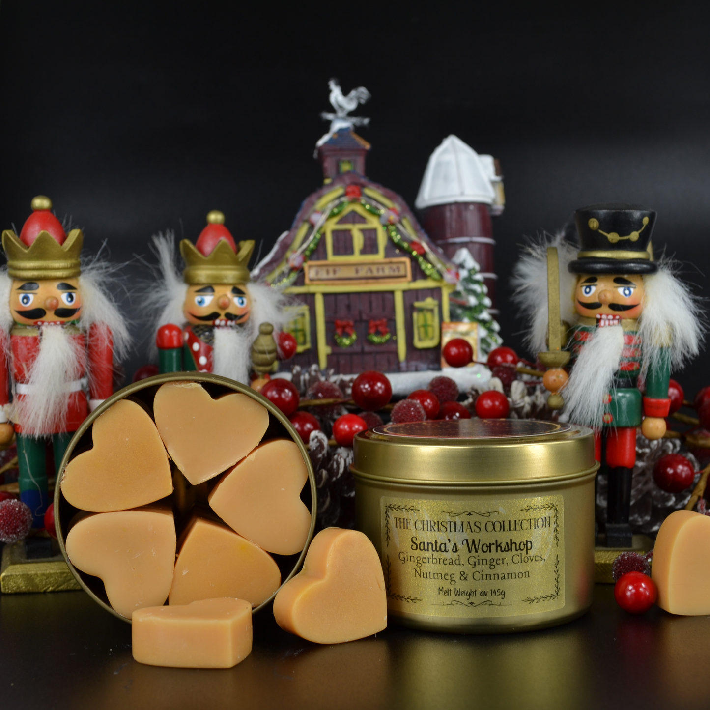 Santa's Workshop: Gingerbread, Nutmeg, Ginger, Cinnamon & Cloves - Eco Soy Christmas Wax Melt Tin