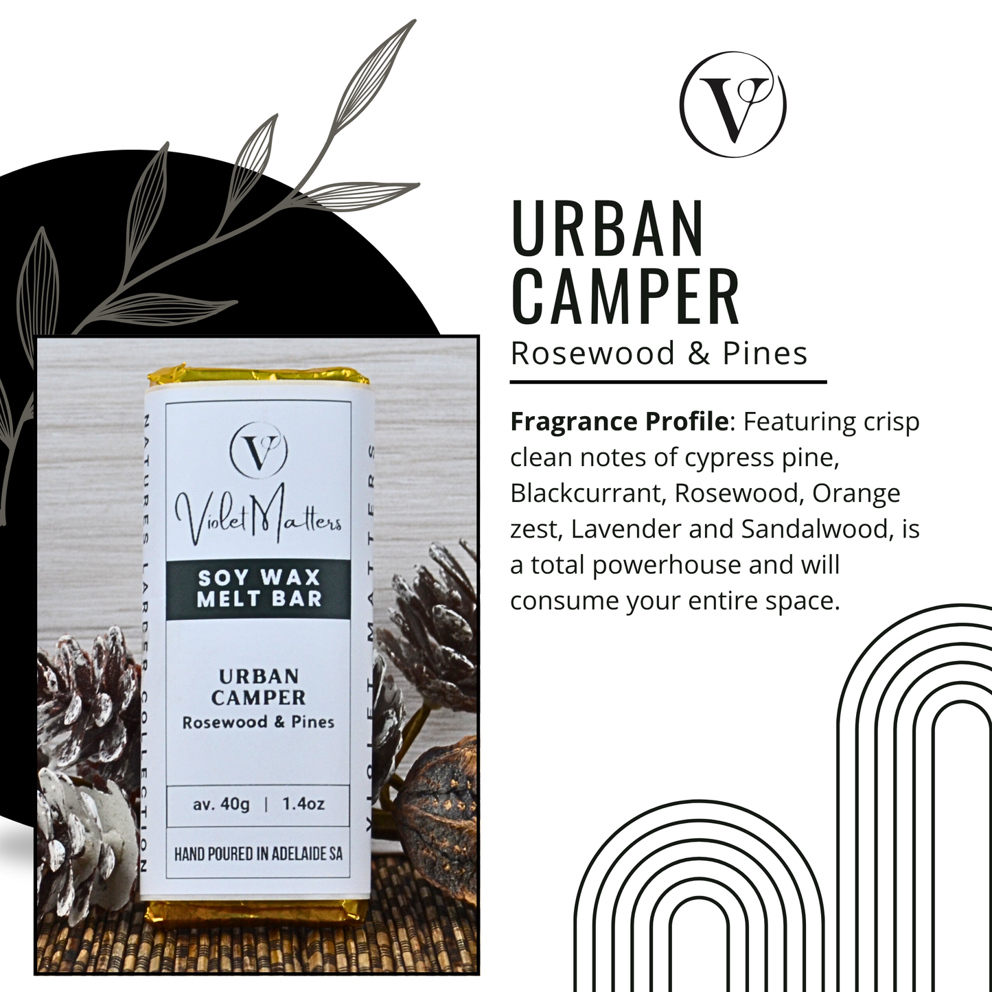 Urban Camper: Rosewood & Pines - Eco Soy Wax Melt Bar