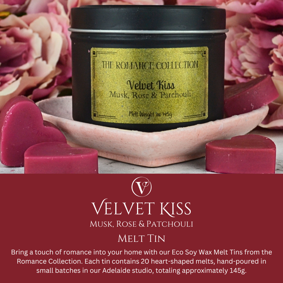 Velvet Kiss: Musk, Roses & Patchouli - Eco Soy Wax Melt Tin