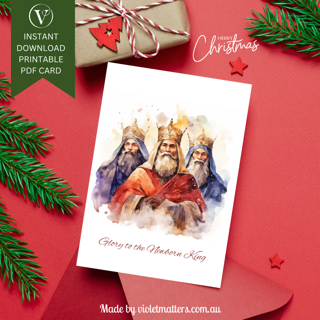 Beautiful Watercolor Printable Christmas Faith A5 Card