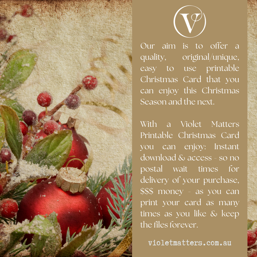 Vintage Style Merry Christmas Printable Christmas A5 Card