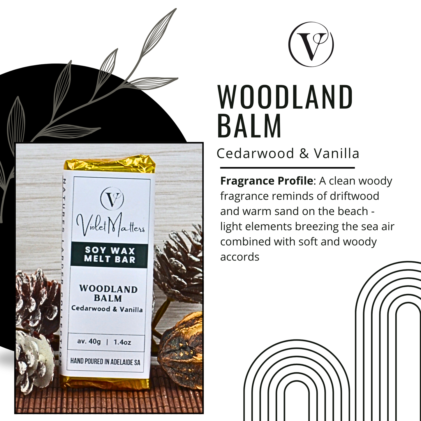 Woodland Balm: Cedar & Vanilla - Eco Soy Wax Melt Bar